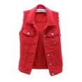 thumbnail image 1 of Denim Vest for Women Plus Size Casual Button Down Solid Color Ripped Crop Jacket Vest Waistcoat Streetwear, 1 of 6