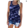 thumbnail image 1 of Gilet Sans Manches Chemise Camouflage Col Rond Débardeur Femme Débardeur Femme Haut d'Été, Bleu Foncé, S, 1 of 5