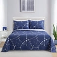 thumbnail image 4 of Marina Decoration Ultra Soft Silky Deep Pocket Rich Printed Bedding Rayon from Bamboo All Season Sheet Set with Pillowcases, Navy Blue Asterism Pattern, 4 of 7