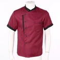 thumbnail image 3 of dPois Men Personalized Chef Coat With Hat Unisex Chef Jacket Kitchen Work Uniform Hotel Restaurant Workwear Burgundy03 L, 3 of 7