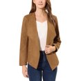 thumbnail image 1 of INSPIRE CHIC Blazer à Col Drapé en Faux Suède pour Femme, Manches Longues, Ouvert à l'Avant, Veste TP Brun, 1 of 7