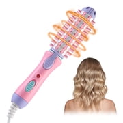 HHBEAUTY Mini Curling Iron for Short Hair, Heated Round Brush 2-in-1 Curler, Anti-Scald Mini Curling Brush, Electric Wand Curling Iron for Travel, Hair Straightener & Wave Curling Wand
