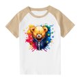 thumbnail image 3 of Feancey T-Shirt Graphique 3D Enfants Garçons Filles Mignon Imprimé Manches Courtes Hauts Doux Décontracté Col Rond Blouse Chandail d'Été T-Shirts Soldes du Jour Beige 13 Ans, 3 of 9