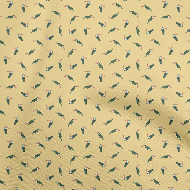 oneOone Georgette Viscose Yellow Fabric Toucan Craft Projects Decor Fabric Printed By The Yard 42 Inch Wide