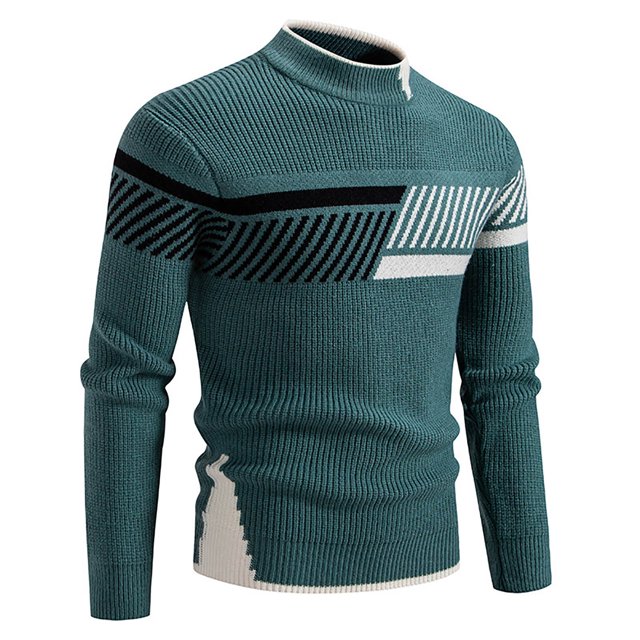 LUOGENLI Chandail pour Hommes à Fermeture Éclair, Chandail à Capuchon pour Homme 2024, Col Semi Montant, Chandail à Col Rond Assorti, Chandail de Base, Chandails pour Hommes, Chemises, Vert, Taille TTG