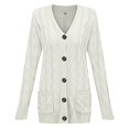 thumbnail image 5 of Women Winter Sweater Cardigan Long Sleeve Open Front Button Down Knitwear Coat With Pocket, 5 of 5