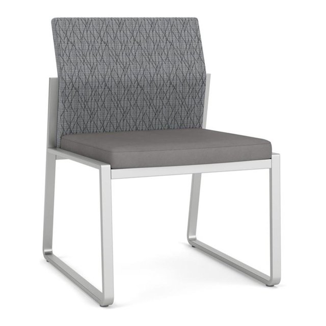 Gansett Reception Waiting Armless Guest Chair / Silver Steel / Gray / Gray