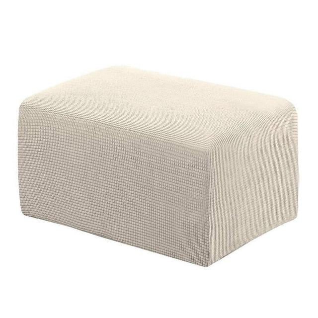 Stretch Ottoman Cover Ottoman Slipcovers Rectangle Foot Stool Covers Ottoman Foot Rest Cover Jacquard Fabric with Elastic Bottom
