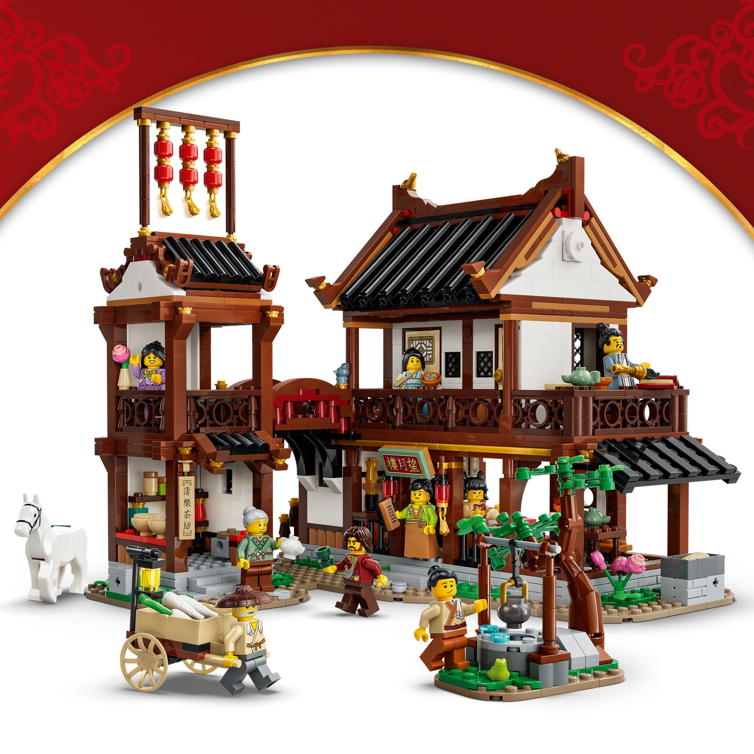 LEGO Chinese Festivals Ancient Moon-Gazing Inn - Building Toy for Boys & Girls, Ages 9+ - Spring Festival Decorations & Craft Kit - 80121