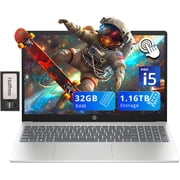 HP 15.6" HD Touchscreen Laptop, Intel i5-1235U, 32GB RAM, 1.16TB Storage(1TB SSD + 160GB Docking Station Set), Intel Iris Xe Graphics, Numeric Keypad, 720p Webcam, Wi-Fi 6E, Windows 11, Silver