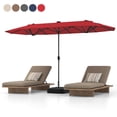thumbnail image 1 of Gymax Parasol de Patio 13 Pi Parasol de Marché Double Face avec 36 Lumières DEL à Énergie Solaire Vin, 1 of 10
