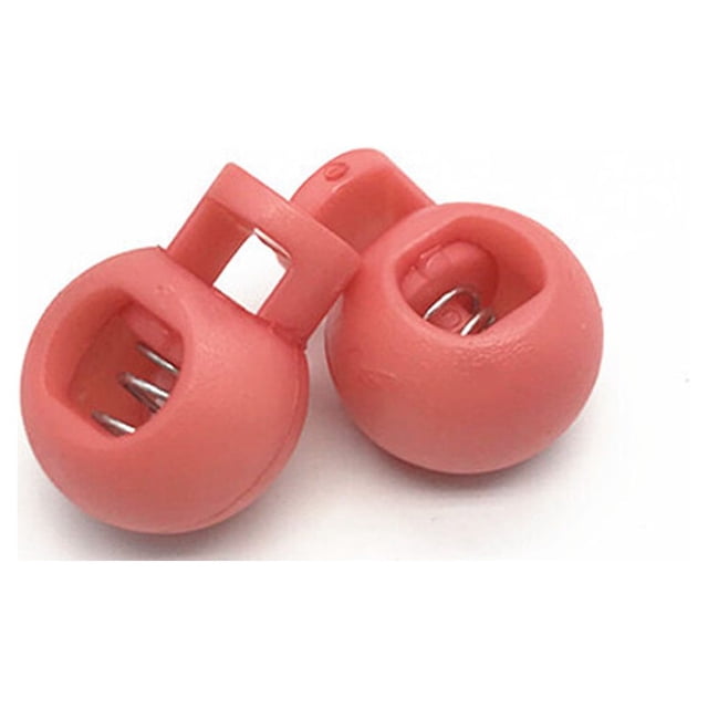 Becaristey 2pcs Cord Stoppers Lock End Toggles Spherical Buckles Tightening Locks Sport Clasp Sliding Luggage Lanyard Button Watermelon Red 1Set