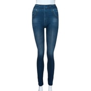LOVZFMLL Women's Leggings, Fashion Summer Casual Slim Leggings Fitness Length Jeans Blue, 3XL