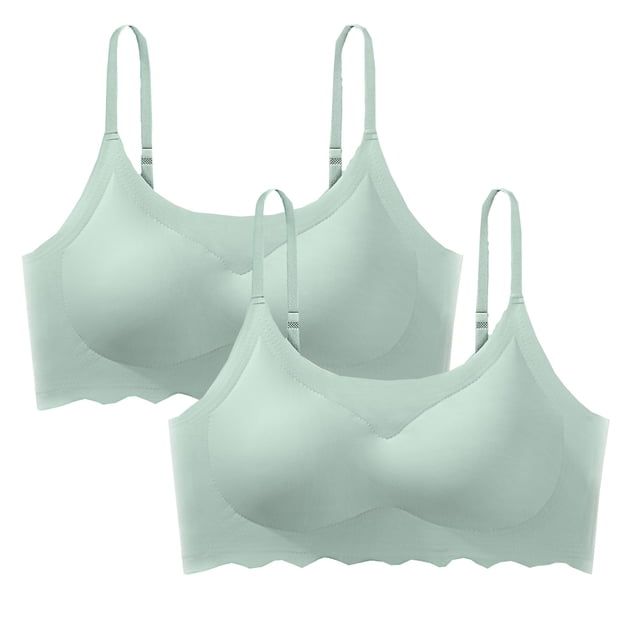 Yuyuzo 2 Pack Wireless Bras for Women Adjustable Spaghetti Strap Smoothing Seamless Everyday Bras