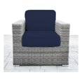 thumbnail image 2 of Living Source Chaise de Patio Intérieure en Osier / Rotin avec Coussins, Gris/marine, 2 of 4