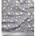 thumbnail image 1 of Soimoi Grey Modal Satin Fabric Tea Bag,Star Anise & Lemon Slice Vegetable Printed Fabric 1 Yard 42 Inch Wide, 1 of 3