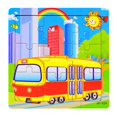 thumbnail image 1 of F 9-Piece Kids Wooden Vehicle Puzzle, Transportation Jigsaw Educational Toy, Preschool Learning Brain Teaser Game, 1 of 1