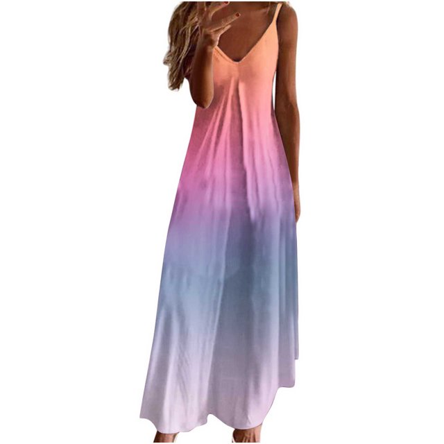 RKSTN Robe d'Été pour Femmes, Robe d'Été Décontractée et Tendance pour Femmes avec Poches, Sans Manches, Imprimé en Dentelle, Col en V, Robes de Plage, Robes Grande Taille pour Femmes