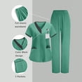 thumbnail image 2 of RXMEKW V-Neck Tunic And Pants Set For Women, 95% Polyester 5% Spandex, Short Sleeve Scrub Uniform For Medical Professionals, 2 of 9