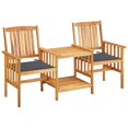 thumbnail image 1 of vidaXL Garden Chairs with Tea Table and Cushions Solid Acacia Wood, 1 of 5