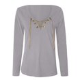 thumbnail image 4 of CEHVOM Women's Casual Solid Drawstring Tight Long Sleeve Pullover Tops, 4 of 4