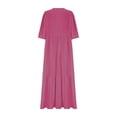 thumbnail image 3 of Pisexur Robes d'Été pour Femmes en Doux Lin-Coton Robes d'Été pour Femmes Décontractées à Col en V Manches 3/4 Robe Maxi Ample Confortable Fluide Robes pour Femmes Couleur Unie à Volants Boho Longues Robes P-2TG Rose, 3 of 5