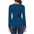 thumbnail image 3 of INSPIRE CHIC Women's Peplum Sweater V Neck Long Sleeve Ribbed Knit Tops S Denim Blue, 3 of 7