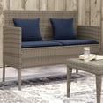 thumbnail image 1 of vidaXL Garden Bench with Cushions Grey Poly Rattan, 1 of 5