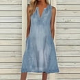 thumbnail image 1 of Gspmoly Robes d'Été pour Femmes 2025, Robe Courte Décontractée Sans Manches en Denim Uni à Col en V pour le Printemps et l'Été pour Femmes, Robes de Cocktail Liquidation d'Économies d'Été, 1 of 6