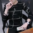 thumbnail image 1 of Mens Crew Neck Print T-Shirt Blouse Pullover Long Sleeve Slim Fit Muscle Top, 1 of 7