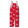 thumbnail image 5 of Girls Romper Bow Print Summer Rompers for Girls Spaghetti Strap Rompers with Pockets Girls Summer Outfits 13-14 Y, 5 of 5
