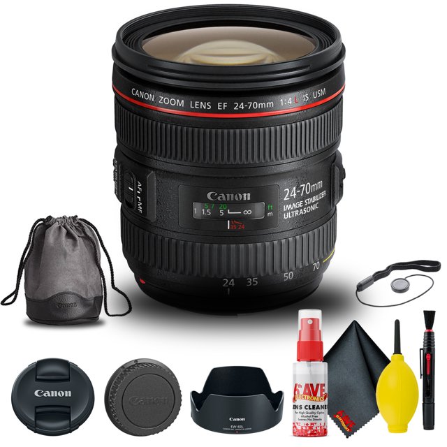Canon EF 24-70mm F/4L IS USM Objectif (6313B002) + Kit de Filtres + Protège-Capuchon + Plus (Modèle International)