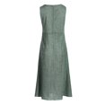 thumbnail image 4 of HKEJIAOI Robes Décontractées pour Femmes Offres Liquidation Robe d'Anniversaire Femme Décontractée à Rayures Imprimées Robe Sans Manches Col Lin Poche Longue Robe Vert, 4 of 9