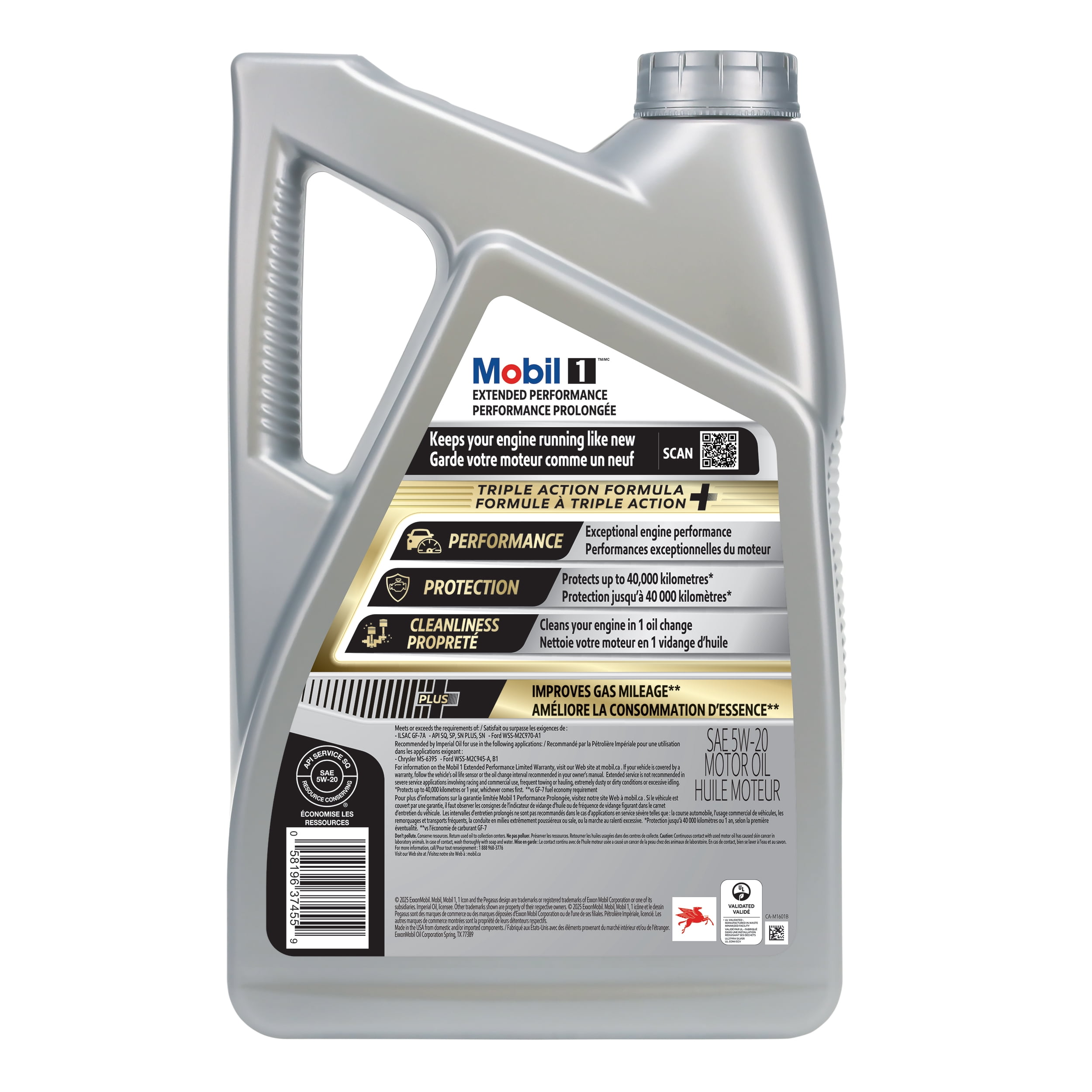 Huile moteur entièrement synthétique Mobil 1™ Performance prolongée 5W-20, 4,73 L