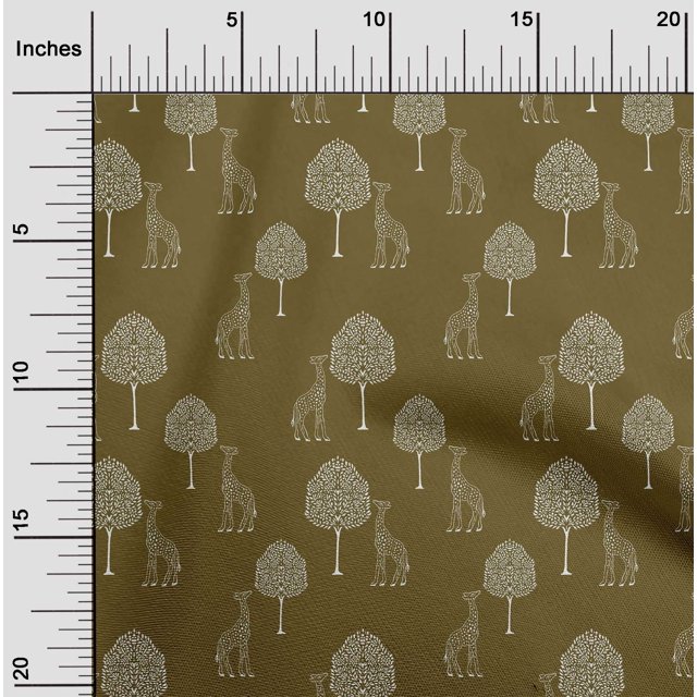 oneOone Viscose Jersey Fabric Tree & Giraffe Block Print Fabric By The Yard 60 Inch Wide