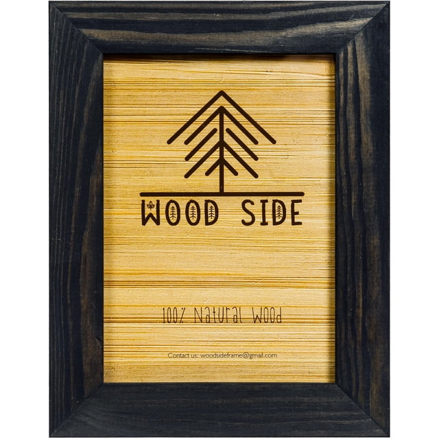Rustic Wooden Picture Frame 9x12-100% Natural Solid Eco Distressed Wood for Wall Mounting Tabletop Photo Frame - Charcoal