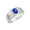 thumbnail image 3 of RYLOS Men's Rings Sterling Silver Classic 7X5MM Oval Gemstone & Diamond Ring Blue Star Sapphire September Birthstone Rings For Men, Silver Rings, Size 12, 3 of 7