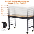 thumbnail image 2 of 72" x 25" Adjustable Workbench 2000 Lbs Capacity, Rubber Wood Table Heavy Duty Workstation with Hardwood Top, Power Outlets, Metal Frame, Swivel Casters, Garage Table for Workshop Office Home, 2 of 8
