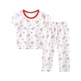 thumbnail image 1 of WERYOUNG Tenues d'Été pour Filles et Garçons Ensemble Haut à Manches Courtes Imprimé Dessin Animé Col Rond et Pantalon Taille Élastique Tenue Polyvalente pour Intérieur, Rouge, 8-10 Ans, 1 of 3