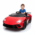 thumbnail image 1 of KidsVIP 12V Lamborghini Huracan 4x4 Ride-On Car W/ Rubber Wheels, Bluetooth Music & Remote, 1 of 12