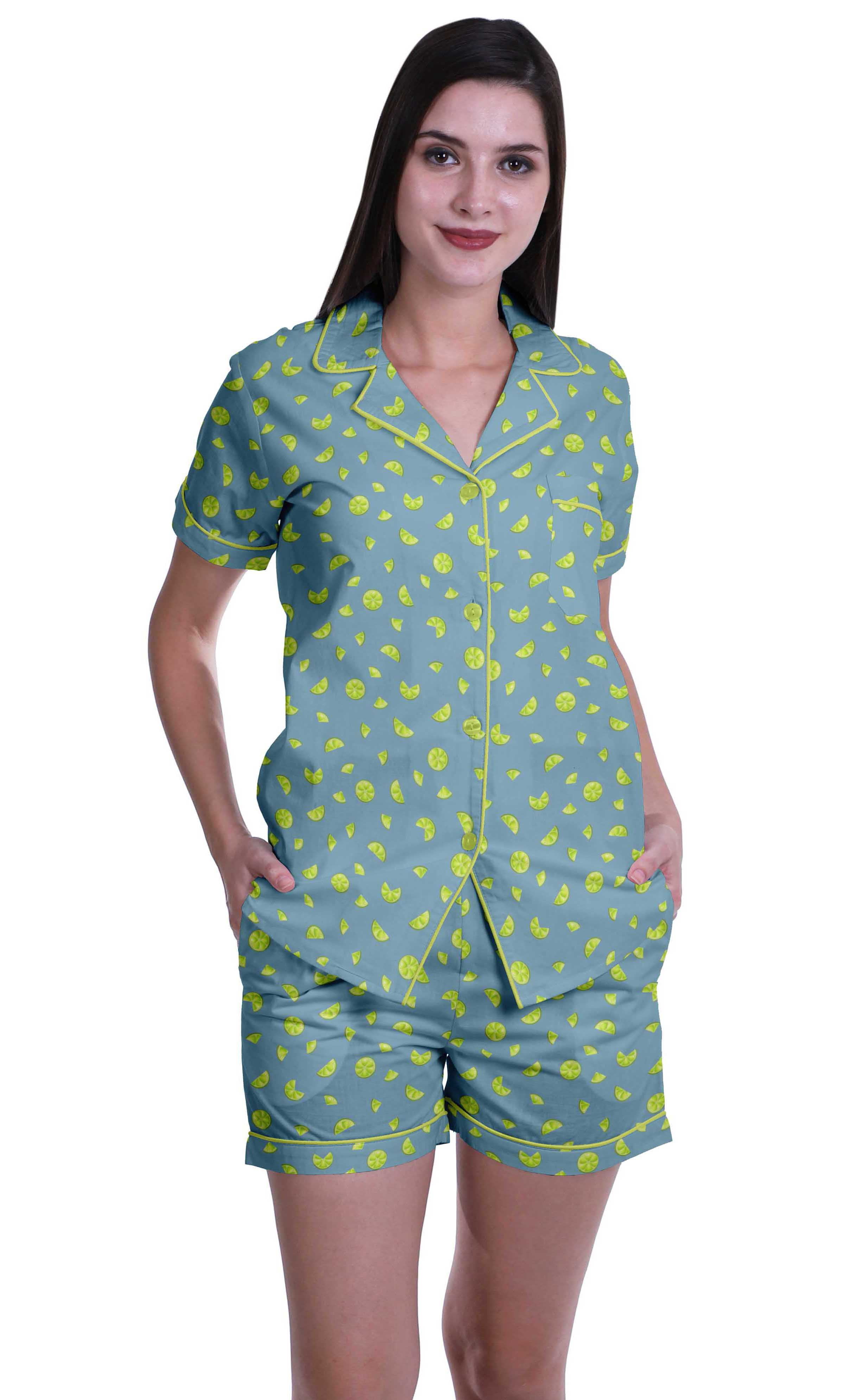 Moomaya Ensembles de Sommeil pour Femmes avec Shorts Pyjama Imprimé T-Shirts de Nuit à Manches Courtes