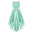 thumbnail image 2 of zdhoor Robe de Fête Sans Manches pour Filles, Ornée de Fleurs, Froncée, en Mousseline Brillante Perlée, Ourlet Asymétrique, Vert Menthe, 12, 2 of 6