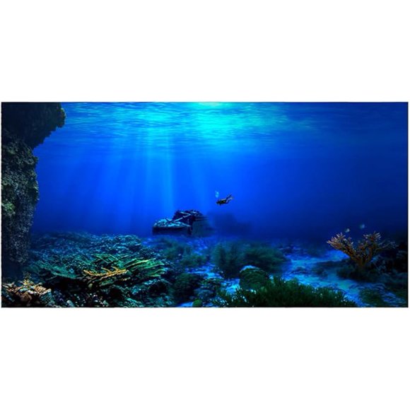 3D Aquarium Background 75 Gallon Tank,Aquarium Poste Fish Tank Background Aquarium Background Poster 3D Effect Adhesive Seaworld Poster