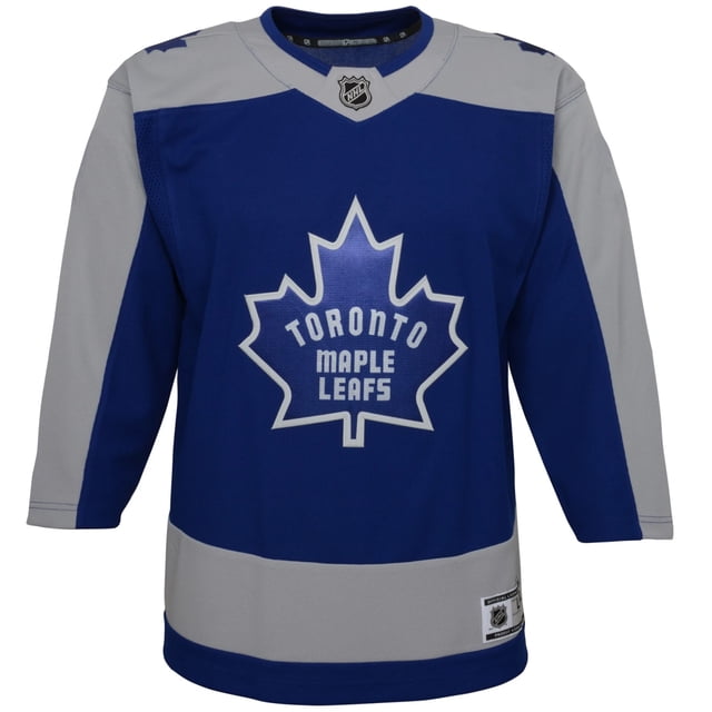 Toronto Maple Leafs Reverse Retro Jersey Infant Power of 31 Special Edition for infants; hockey jersey in blue and white with alternate team colours and white maple leaf logo on front, 100% polyester knit, front-facing on flat studio background. Often used as a keepsake or layered game-day outfit.