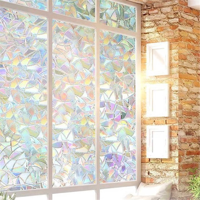WHEANG Wall Decor 3D No Glue Static Decorative Privacy Window Rainbow Films Prevent UV
