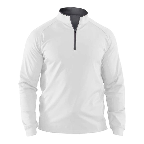 WTXUE Sweatshirts & Hoodies Long Sleeve, Zip Mock Neck Shirts for Men Mens Quarter Zip Pullover Shirt Pullover Performance Quarter Zip Solid | Athleisure for Men White M