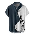 thumbnail image 1 of Xdzjlr Polo pour Hommes Chemise Décontractée Musique Patchwork Imprimé Manches Courtes Bouton Col Rabattu Blouse Mode T-Shirts pour Hommes TG, 1 of 4
