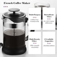 thumbnail image 3 of Meterk French Press Coffee&Tea Maker Heat Resistant Borosilicate Coffee Pot For Home Office High-Density Stainless Steel Filter, 1000Ml, 3 of 7