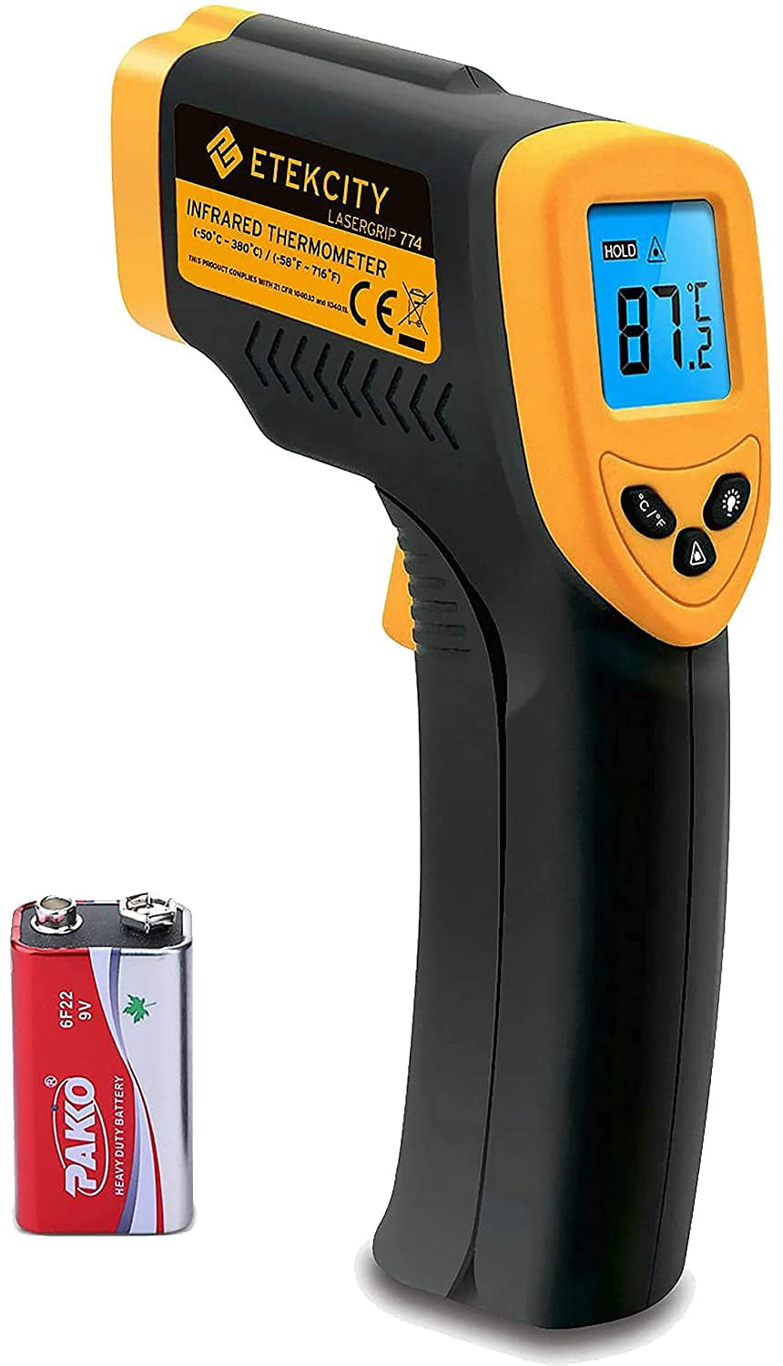 Non-contact infrared digital laser infrared thermometer with temperature sensor from -50 to +380 ° C, LCD lighting, grip