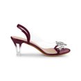 thumbnail image 3 of BLISSFUL STEP Women's Flower Rhinestone Slingback Clear Mid Heel Slip On Sandals Burgundy 9, 3 of 7